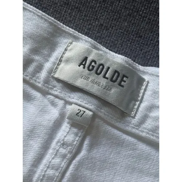 AGOLDE white distressed '90s Ripped mid rise relaxed straight leg denim jeans - Picture 9 of 12